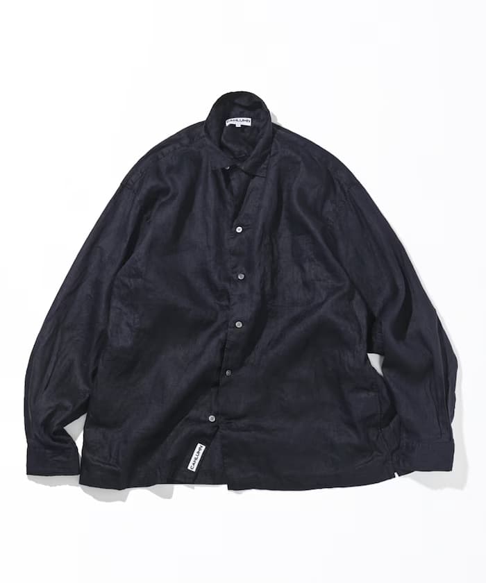 Linen Open Collar Long Sleeve Shirt