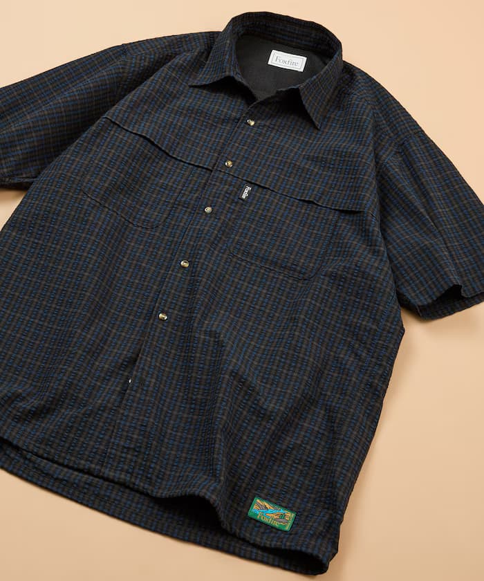 Foxfire × FREAK'S STORE 聯名限定 漁夫口袋 短袖 泡泡紗 束繩 格紋襯衫