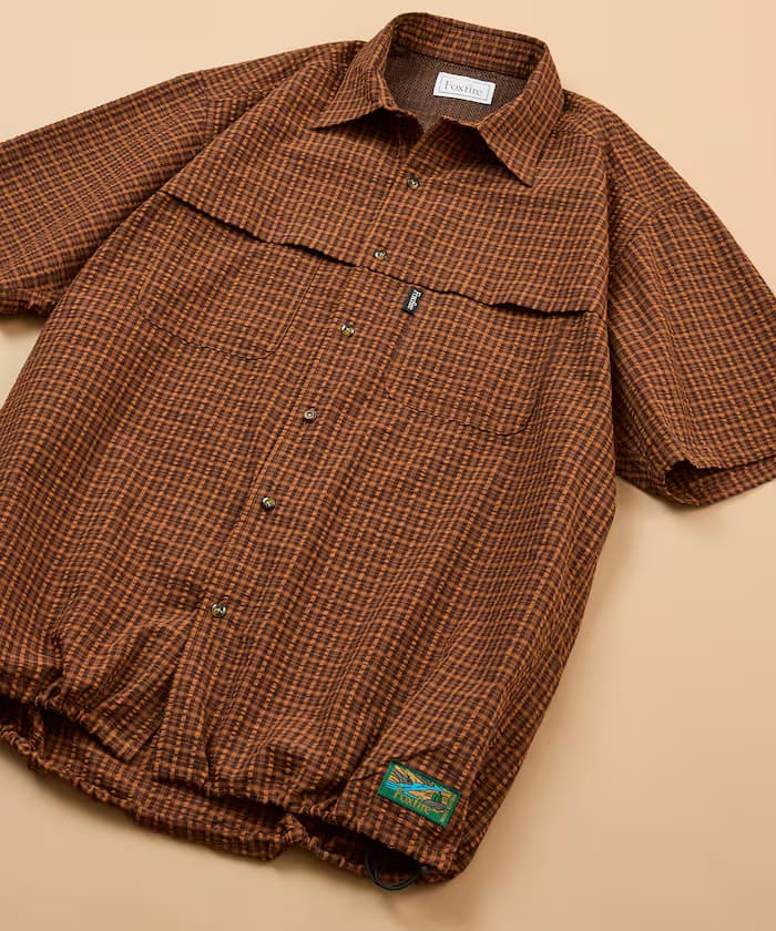 Foxfire × FREAK'S STORE 聯名限定 漁夫口袋 短袖 泡泡紗 束繩 格紋襯衫