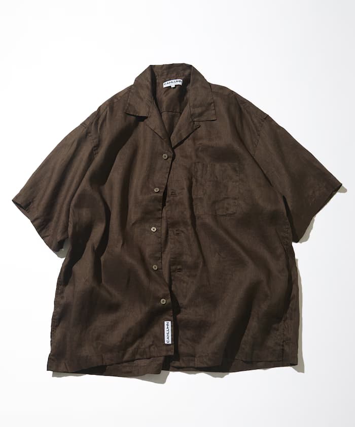 Linen Open Collar Short Sleeve Shirt