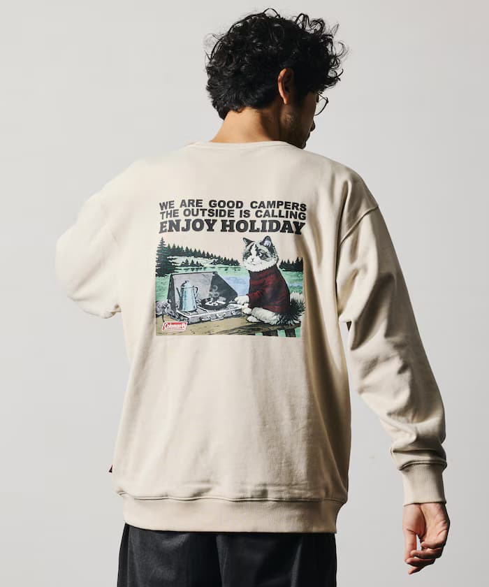 Coleman × FREAK'S STORE 別注 復古型錄 貓咪圖案 圓領大學T