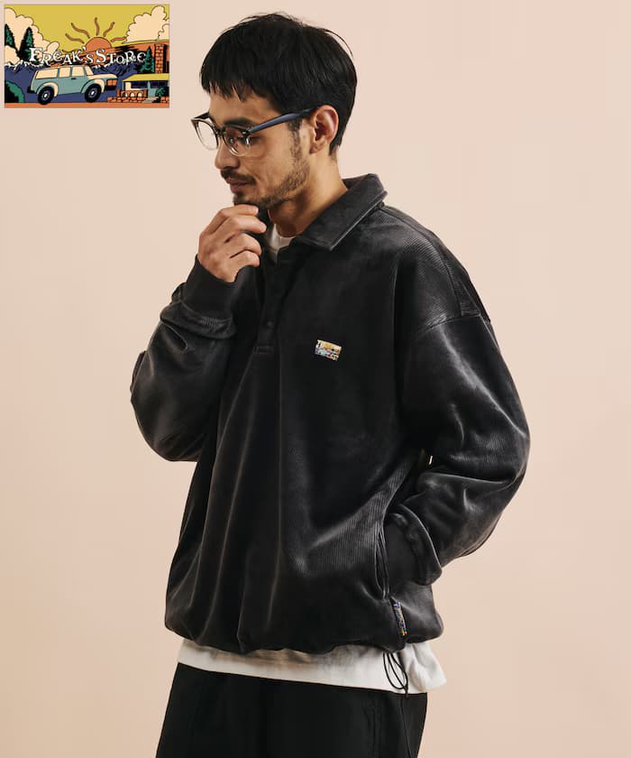 FREAK'S STORE 寬鬆版型 燈芯絨 裏起毛 Polo衫領 衛衣