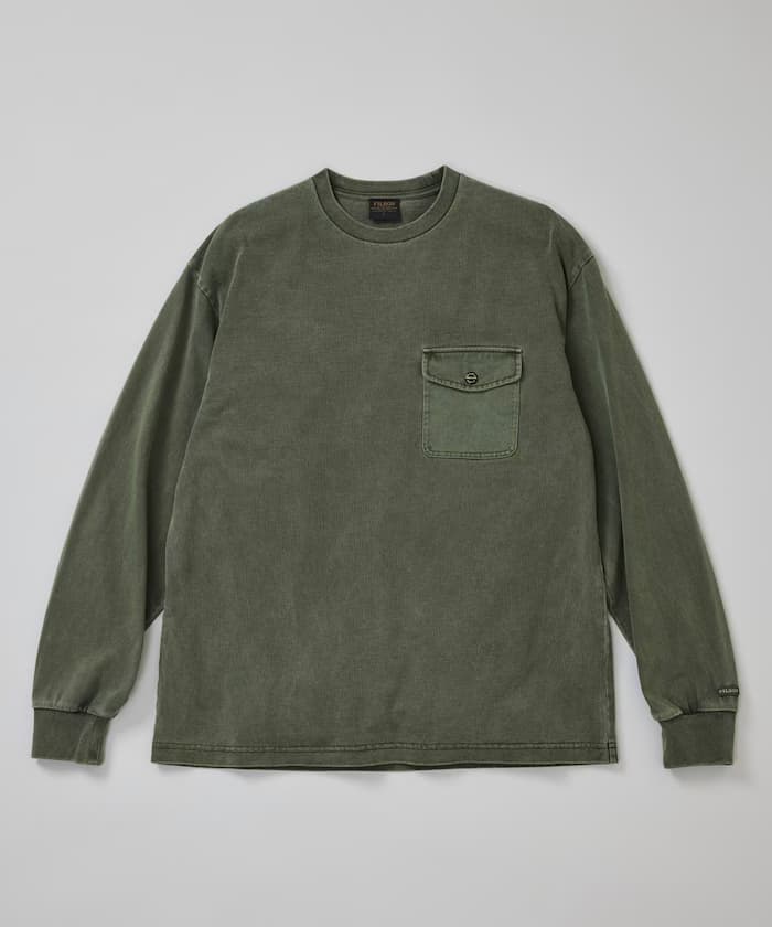 TWILL POCKET GARMENT DYE L/S TEE 斜紋口袋 成衣染長袖T恤