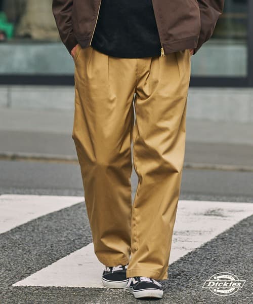 Dickies 聯名限定 TC斜紋布 雙打褶 鬆緊寬版直筒褲【THE CRAFT CREW PRODUCTS】