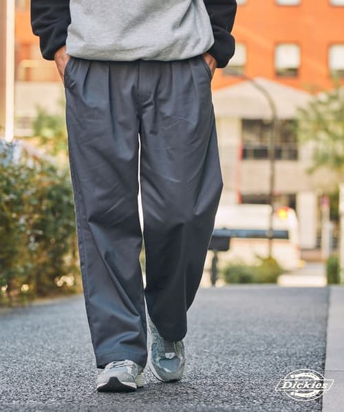 Dickies 聯名限定 TC斜紋布 雙打褶 鬆緊寬版直筒褲【THE CRAFT CREW PRODUCTS】