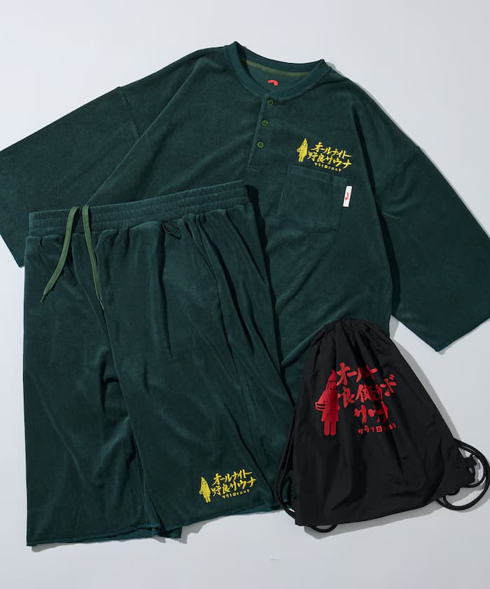 【6月26日 12:00販売開始】Sauna田弘育 × SAUVENIR × FREAK'S STORE 聯名限定 KANNAIGI 附收納背包 毛巾布 套裝/館內著