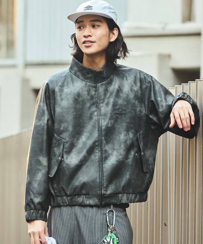 別注 Leatherette Stand Collar Blouson