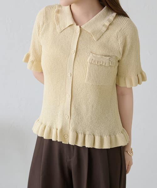 【apres jour clair】荷葉邊Polo衫針織衫