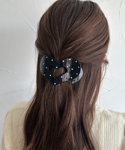 【apres jour clair】圓點圖案ハートヘアクリップ