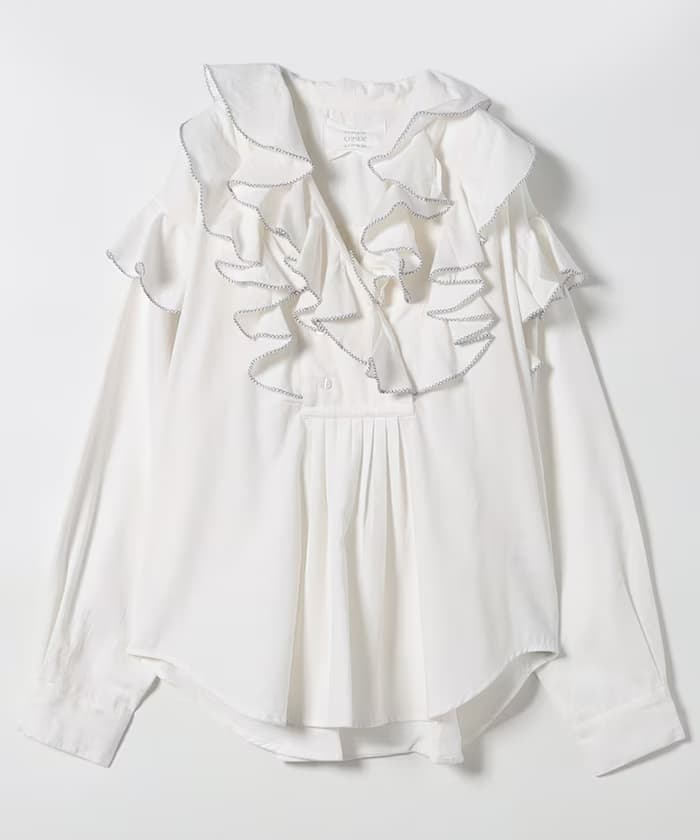 double front rufflecollar blouse