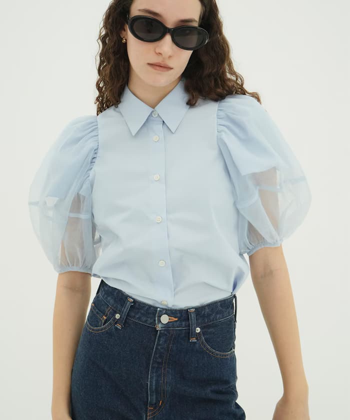 TULLE LAYERED SLEEVE SHIRTS