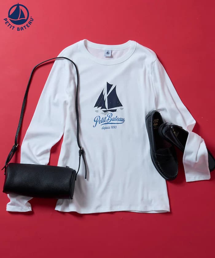 PETIT BATEAU 聯名限定 印花長袖T恤