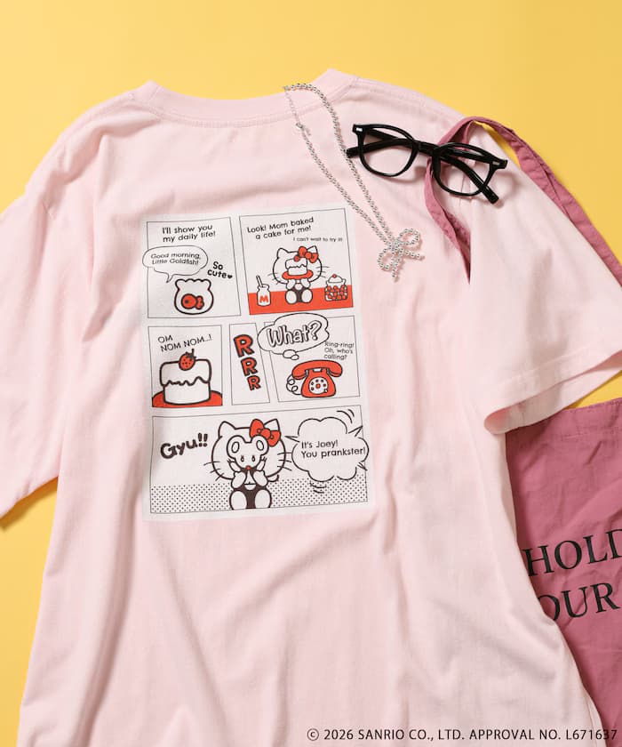 HELLO KITTY 漫畫風印花 背面印花 T恤