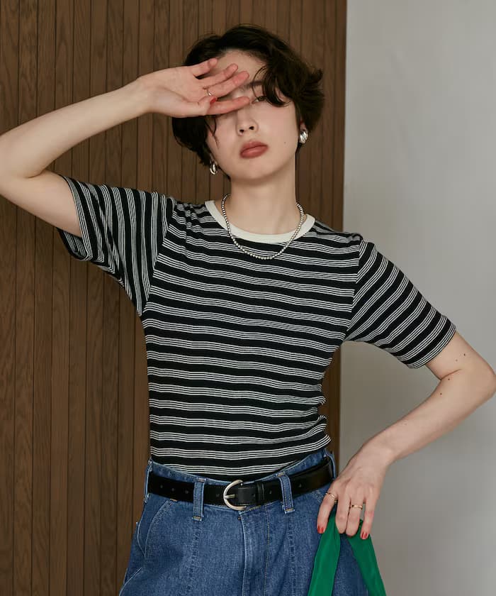 別注 Panel Rib Half Sleeve Tee