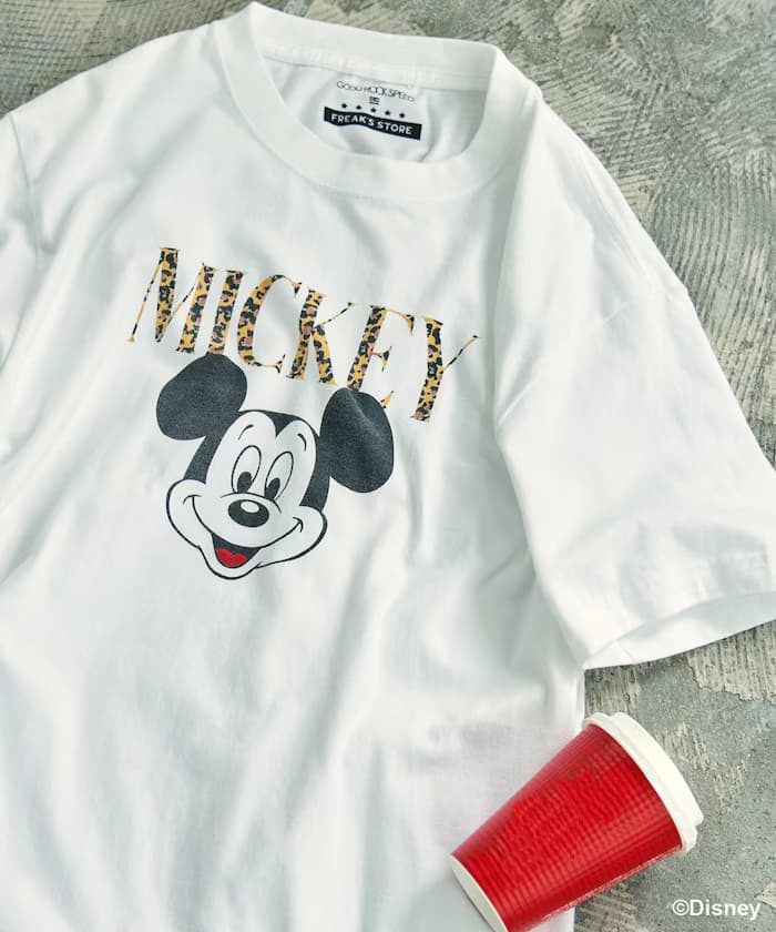 FREAK'S STORE 聯名限定 MICKEY MOUSE 豹紋Logo 印花短袖T恤