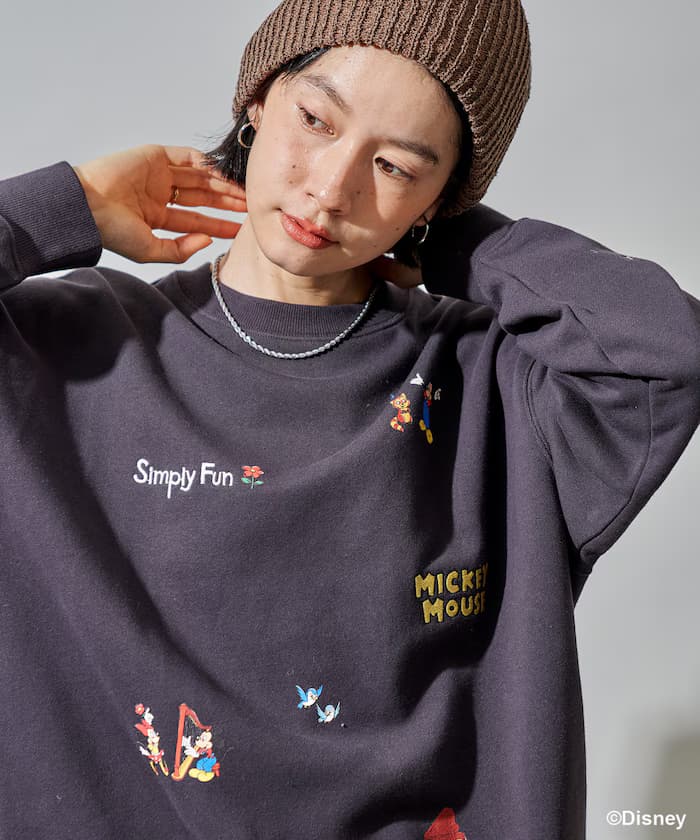 ＜新色追加＞【MICKEY MOUSE】復古刺繍衛衣