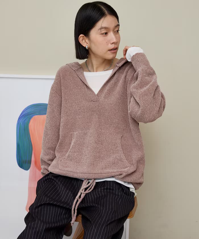 毛海連帽針織衫