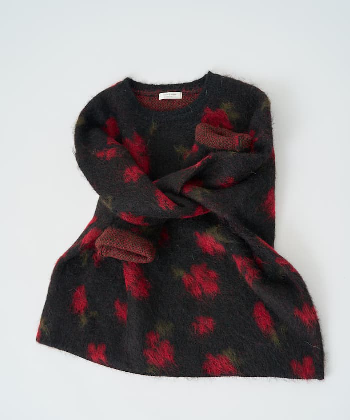 花卉蓬鬆針織上衣