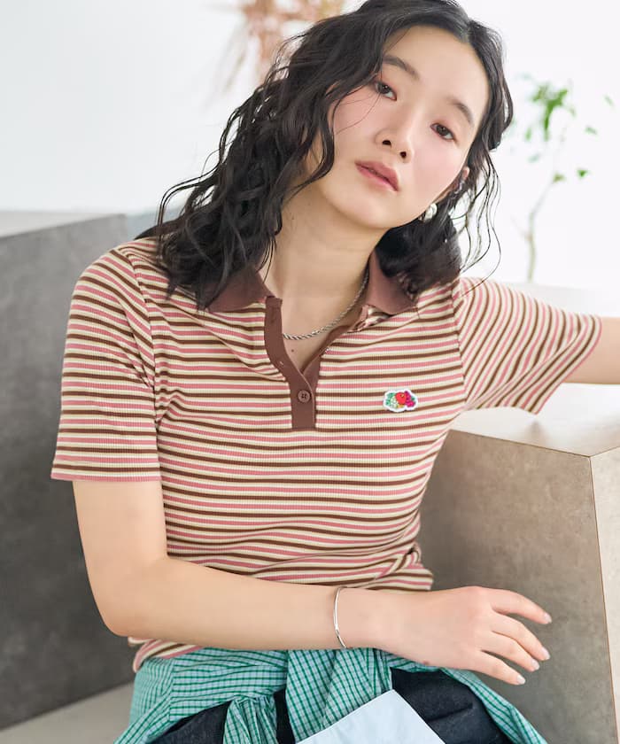 FRUIT OF THE LOOM 聯名限定 彩色橫條紋 Polo T恤