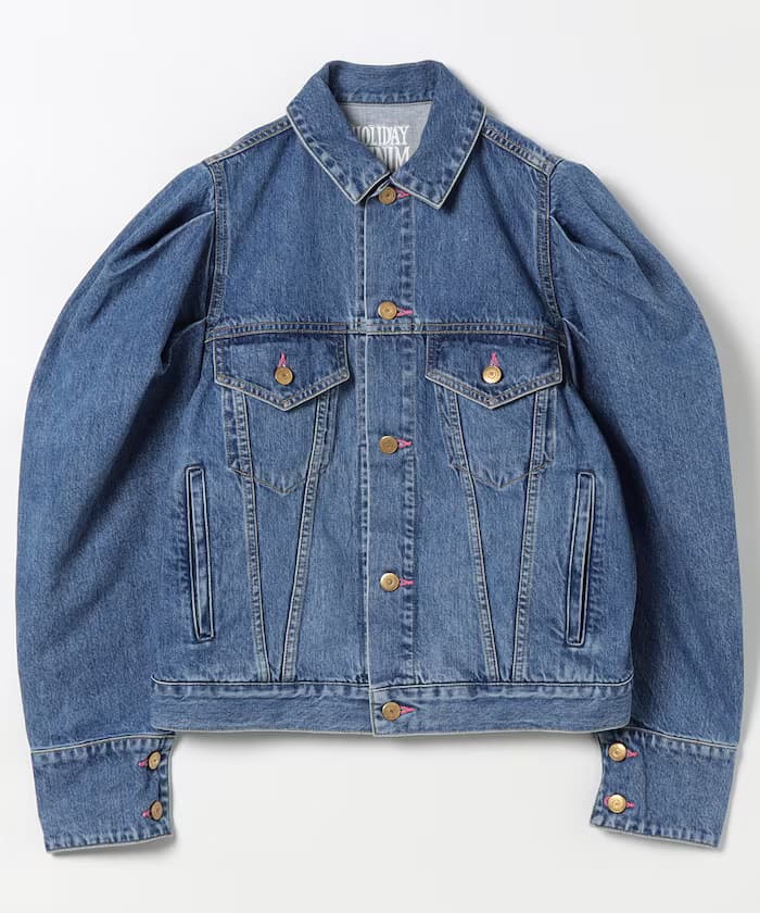 PUFF SLEEVE DENIM JACKET PINK ST