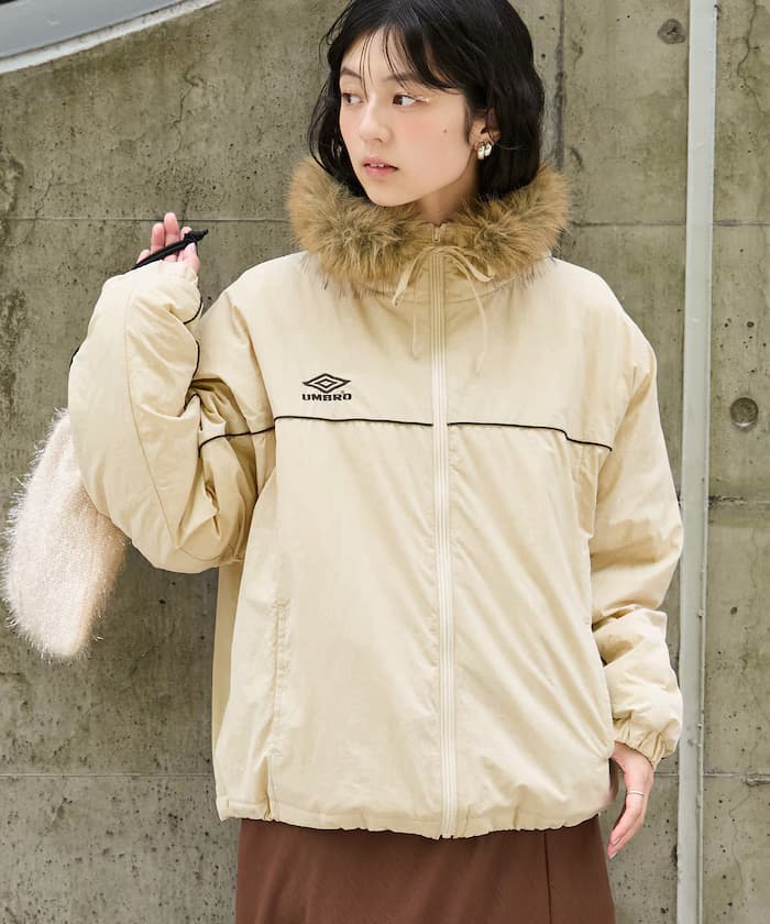 別注 Fur Hoodie Nylon Jacket
