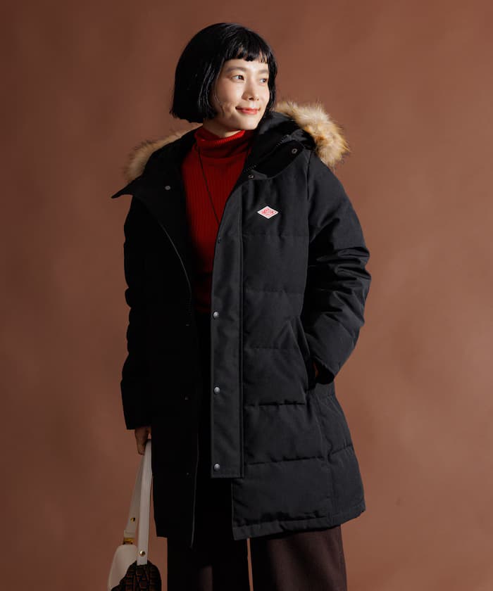 FAKE FAR HOODED DOWN COAT