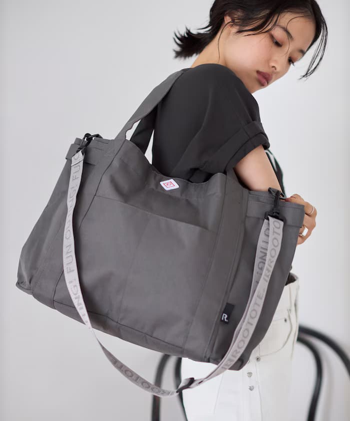 ＜附肩背帶＞別注 中長款ROOTOTE Pockets D 撥水 托特包 提花肩帶