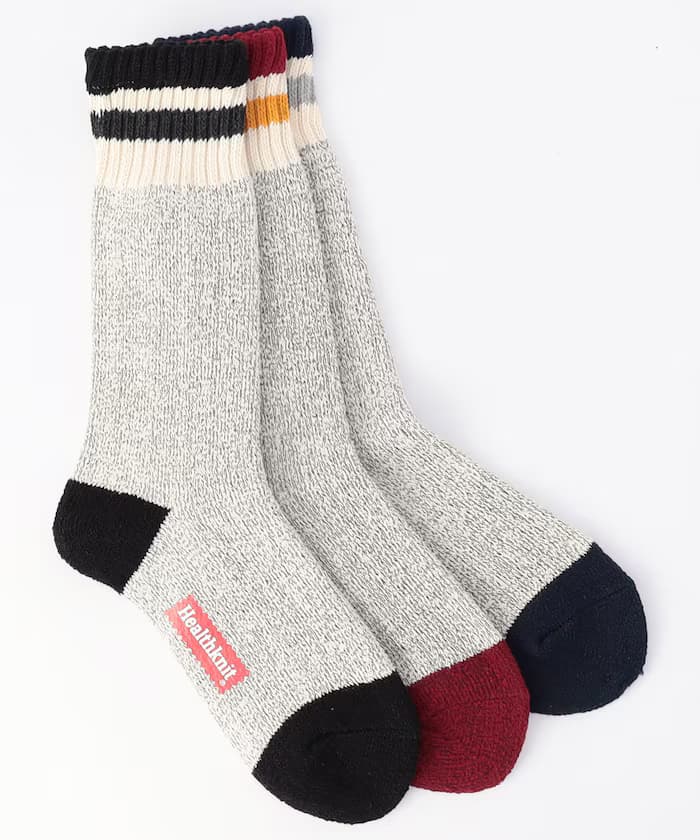 Healthknit 辛卡針織 三線條 厚底襪