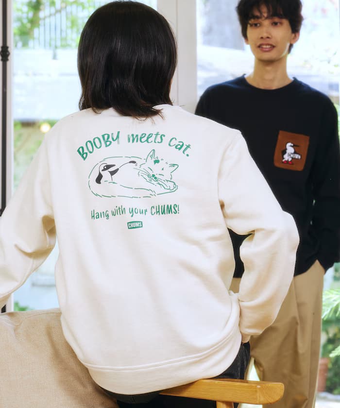 CHUMS × FREAK'S STORE 聯名限定 貓咪與藍腳鰹鳥 圓領衛衣【限定款】