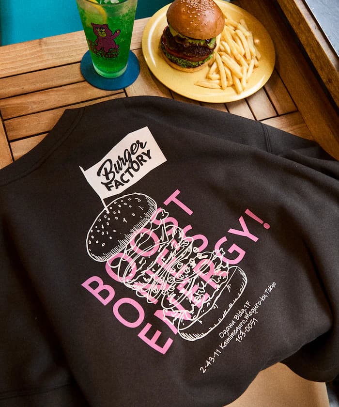 Burger Factory×FREAK'S STORE 聯名限定 寬版背面印花圓領衛衣【限定款】