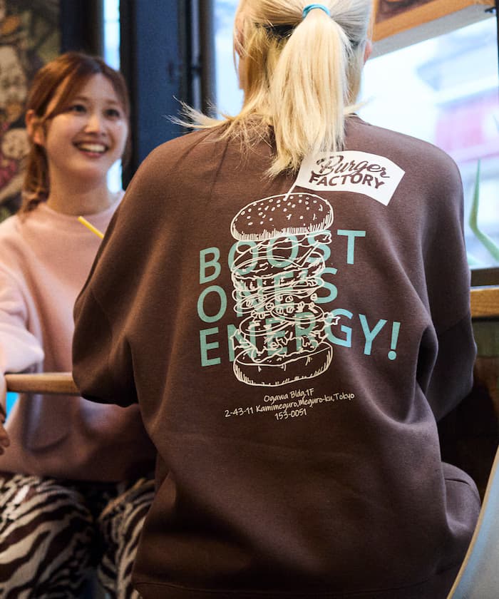 Burger Factory×FREAK'S STORE 聯名限定 寬版背面印花圓領衛衣【限定款】