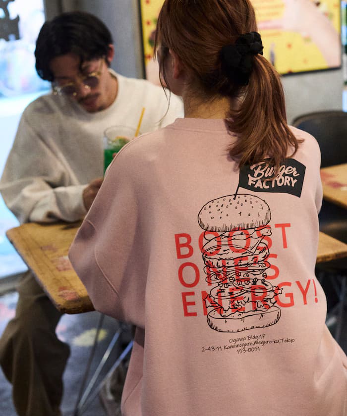 Burger Factory×FREAK'S STORE 聯名限定 寬版背面印花圓領衛衣【限定款】