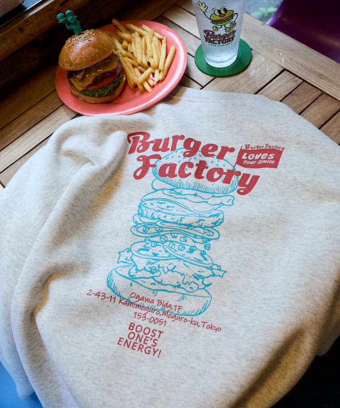 Burger Factory×FREAK'S STORE 聯名限定 寬鬆版型 背面印花 圓領衛衣【限定款】