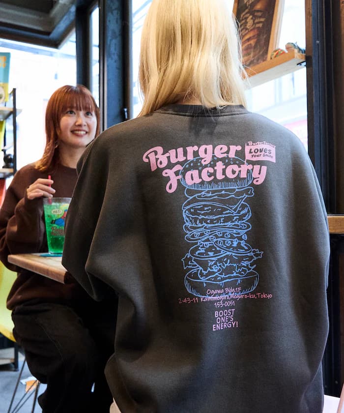 Burger Factory×FREAK'S STORE 聯名限定 寬鬆版型 背面印花 圓領衛衣【限定款】