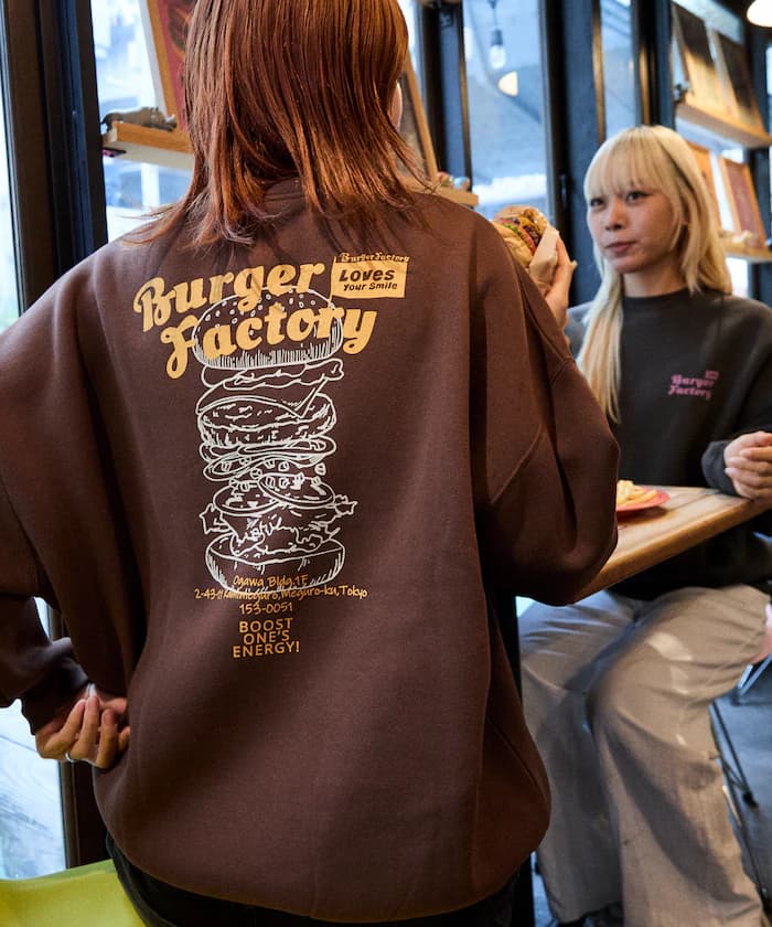 Burger Factory×FREAK'S STORE 聯名限定 寬鬆版型 背面印花 圓領衛衣【限定款】
