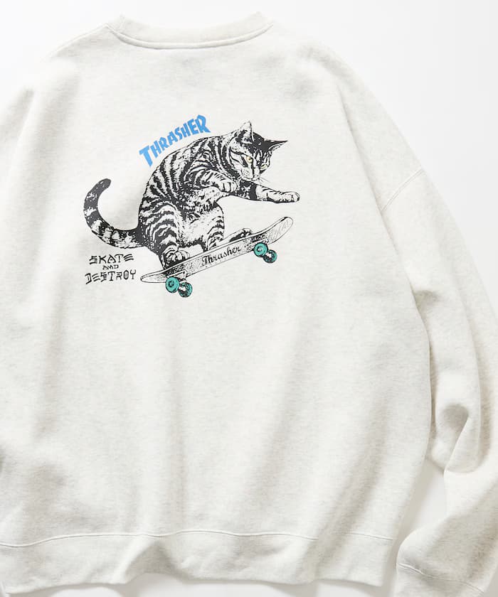 THRASHER 聯名限定 貓咪背面印花 圓領衛衣【限定款】