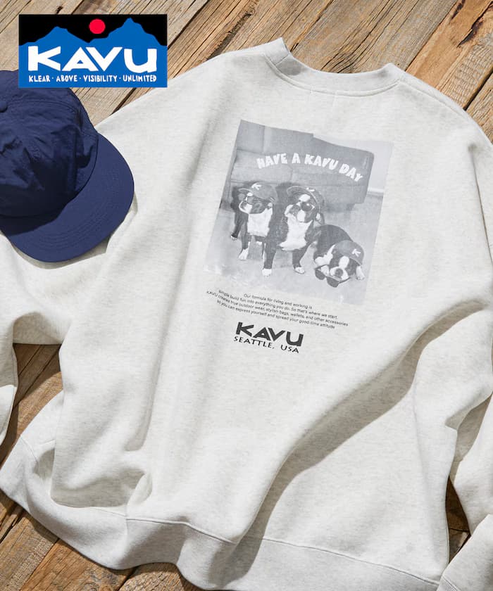 KAVU×FREAK'S STORE 聯名限定 犬咪寫真印花 圓領 衛衣【限定款】