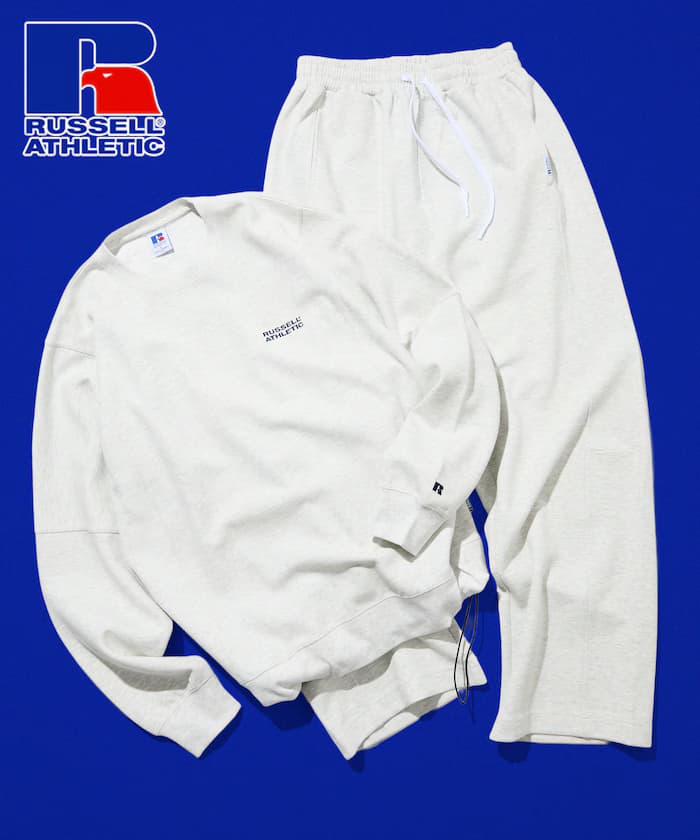 RUSSELL ATHLETIC 聯名限定 寬版厚棉衛衣 Logo刺繡 下擺抽繩 套裝 圓領衛衣／鬆緩寬版褲