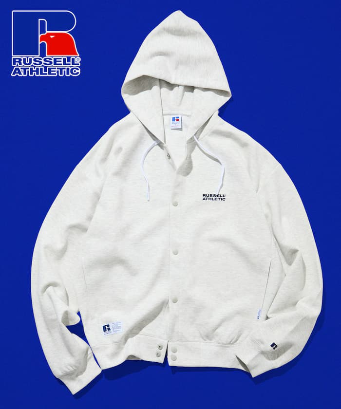 RUSSELL ATHLETIC 聯名限定 寬版 厚棉 Logo 刺繡 按釦 連帽夾克