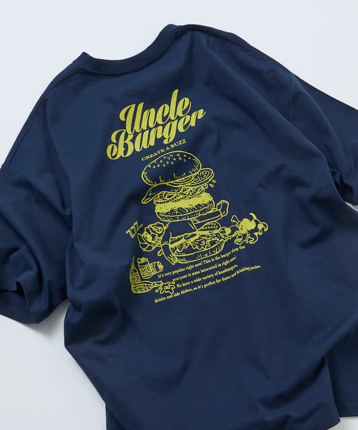 Uncle Burger 寬版 背面印花 圓領 T恤【限定款】