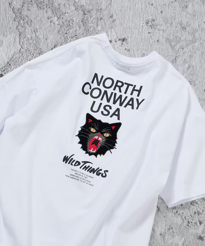WILD THINGS×FREAK'S STORE 寬版山貓刺繡背後設計T恤 【限定展開】
