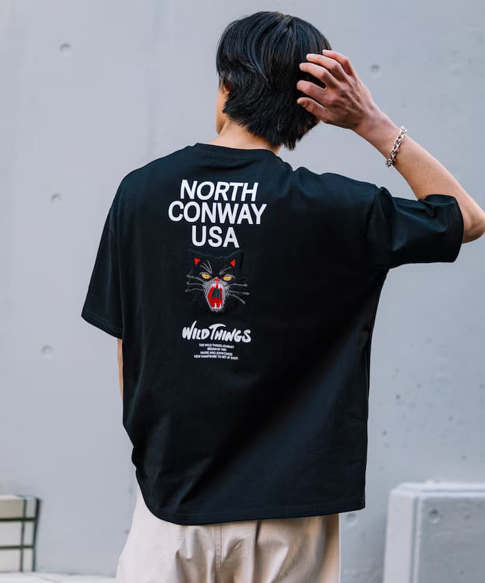 WILD THINGS×FREAK'S STORE 寬版山貓刺繡背後設計T恤 【限定展開】