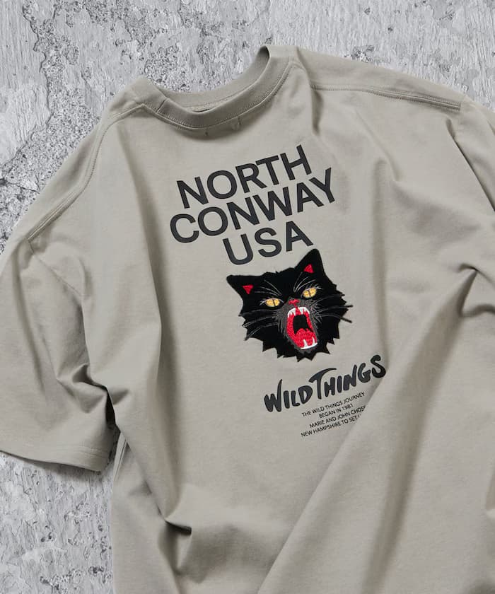 WILD THINGS×FREAK'S STORE 寬版山貓刺繡背後設計T恤 【限定展開】