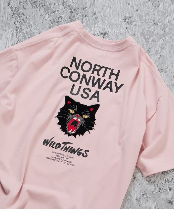 WILD THINGS×FREAK'S STORE 寬版山貓刺繡背後設計T恤 【限定展開】