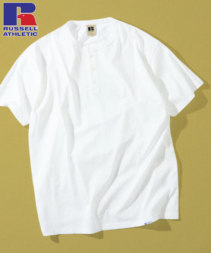 RUSSELL ATHLETIC × FREAK'S STORE 聯名限定 精品 亨利領 絲光 短袖T恤【限定款】