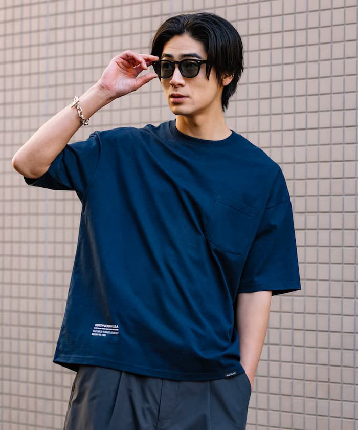 WILD THINGS×FREAK'S STORE 聯名限定 寬版多色印花 胸口袋圓領T恤【限定款】