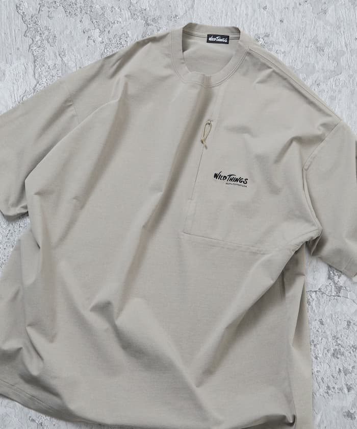 WILD THINGS×FREAK'S STORE 聯名限定 寬版 棉感科技 口袋T恤【限定款】