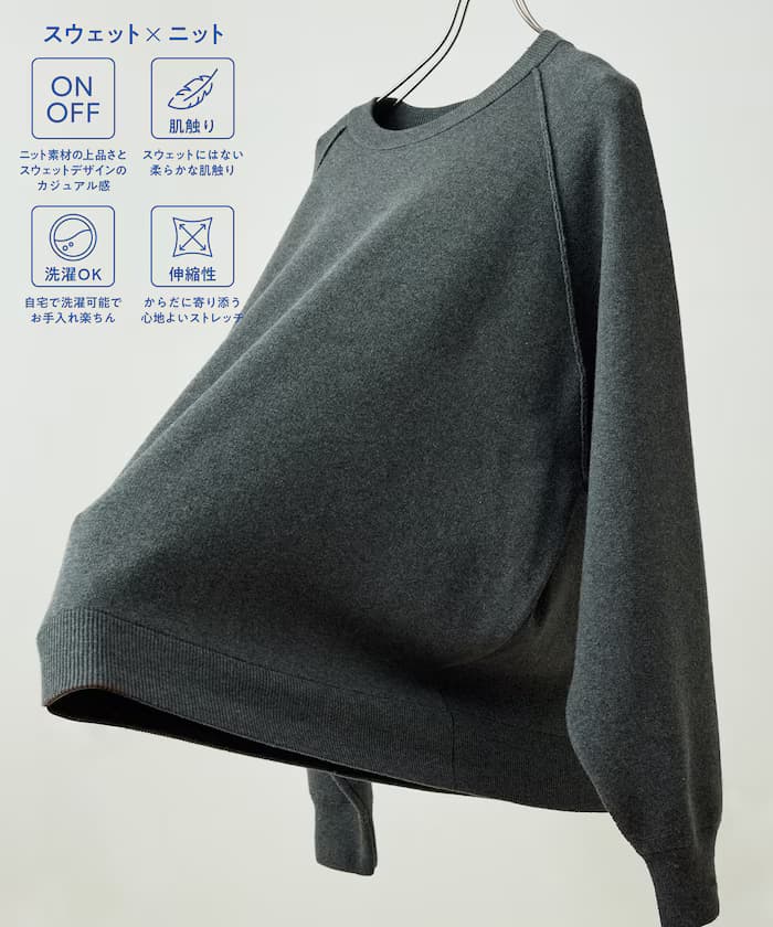 Relax Fit 衛衣感針織衫 圓領 【限定展開】