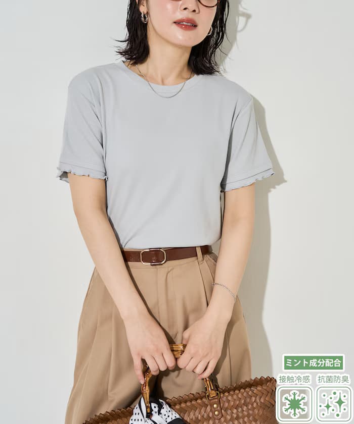 MINT 抗菌防臭 涼感 羅紋 滾邊 短袖 T恤【限定款】
