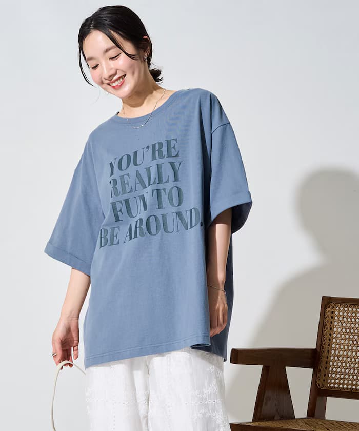 YOUREREALLY 撞色Logo 寬版短袖T恤【限定款】